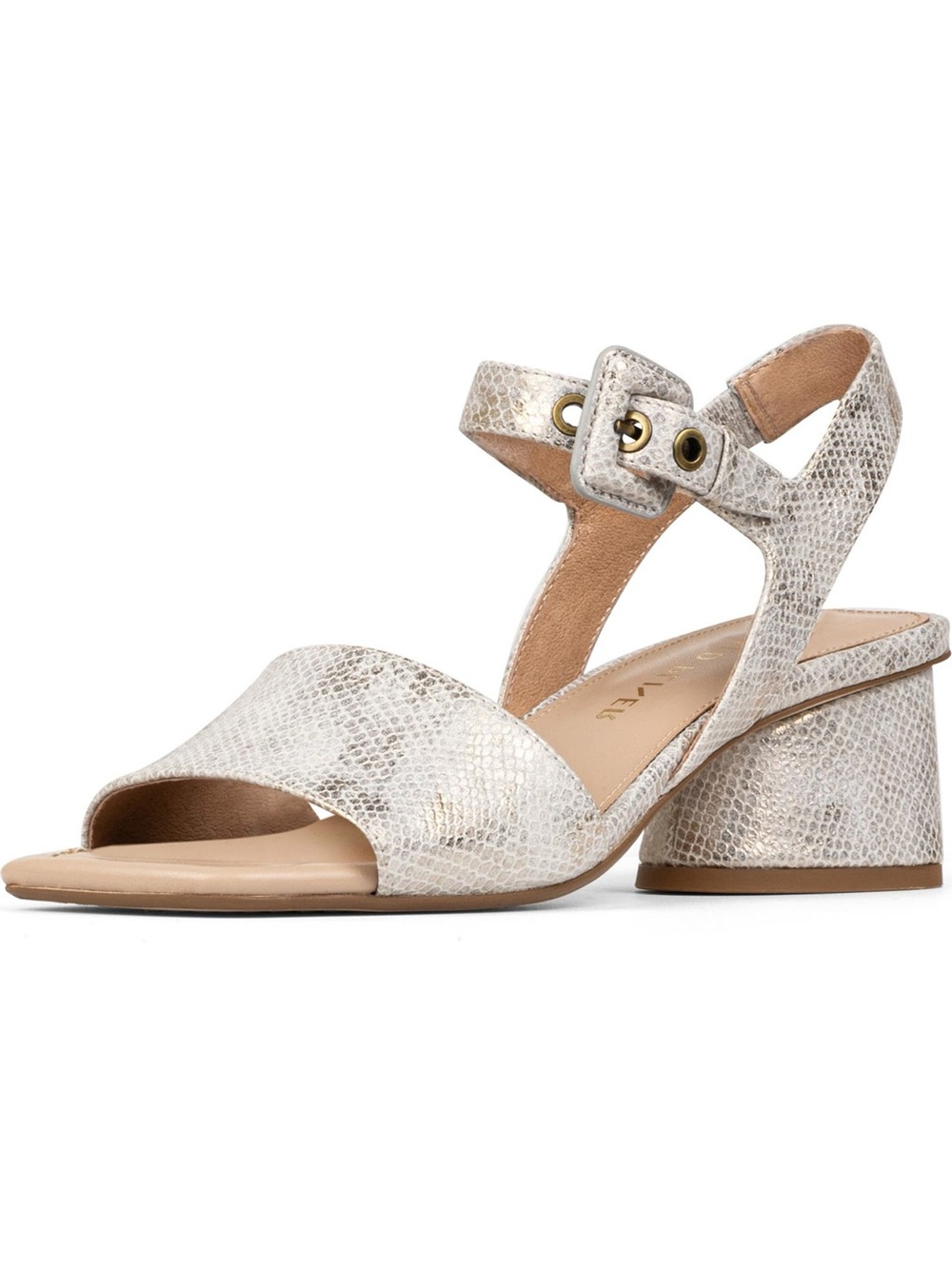 Donald J. Pliner City Block Heel Metallic Snake-Embossed Sandals